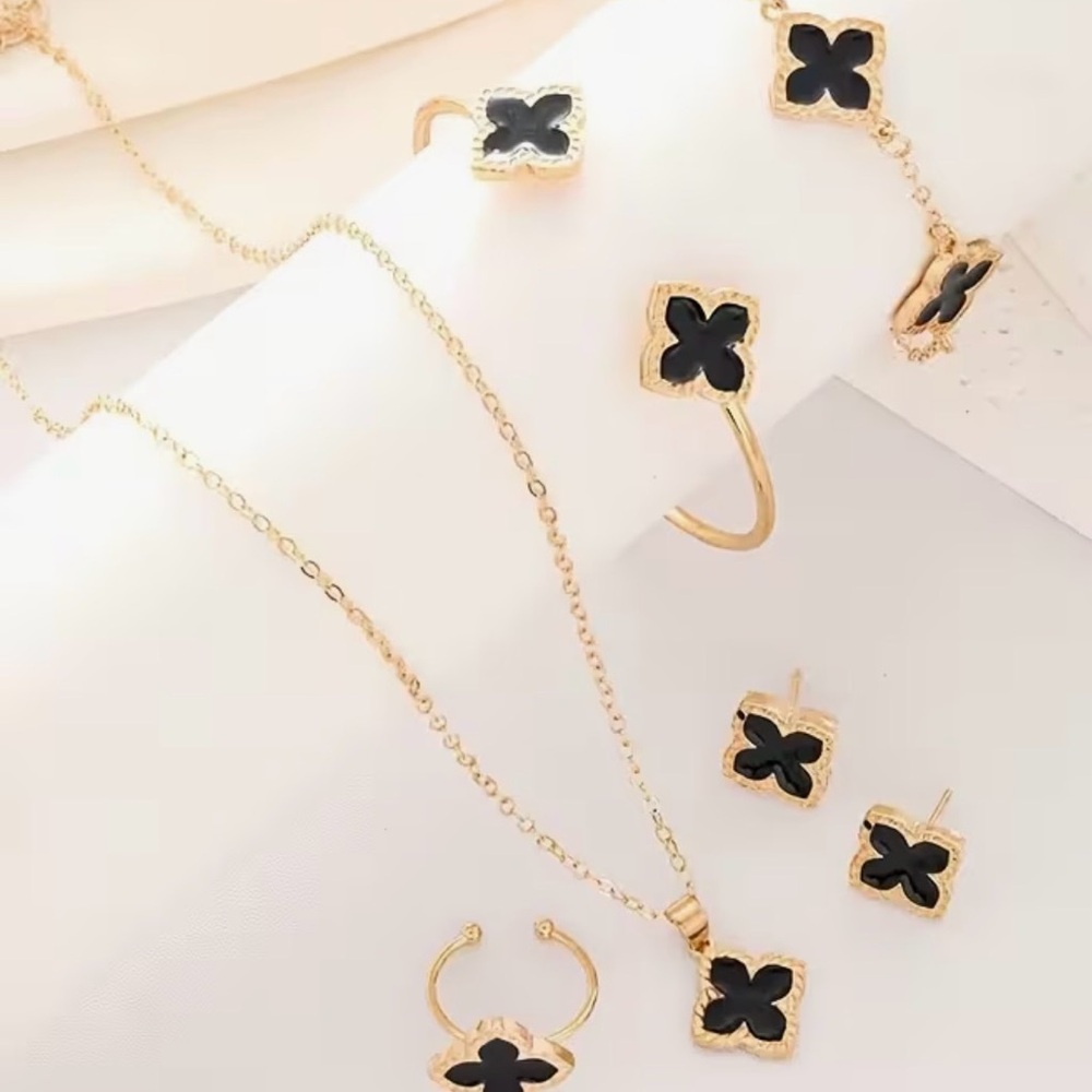 Elegant Black and Gold Jewelry Set